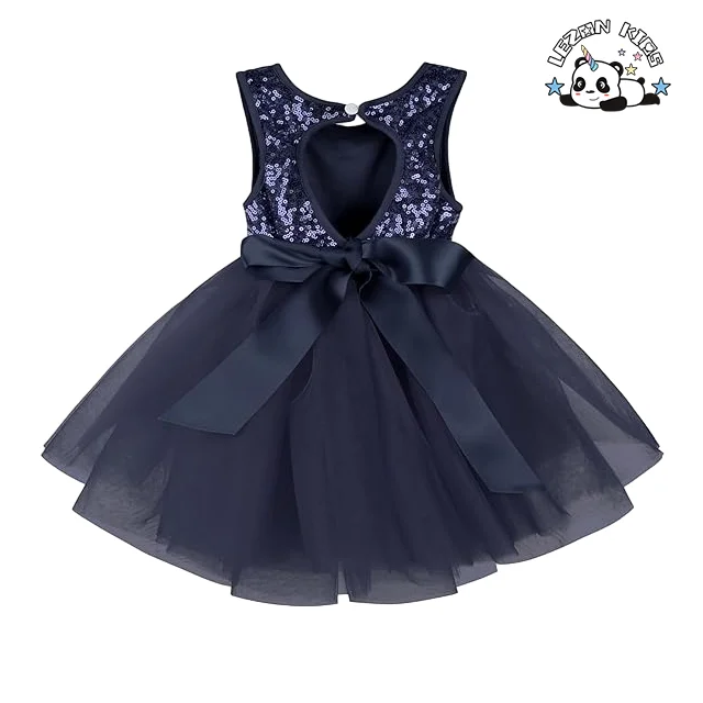 LEZONKIDS - OEM ODM Kids Summer Sleeveless Sequin Princess Birthday Party Tulle Dresses